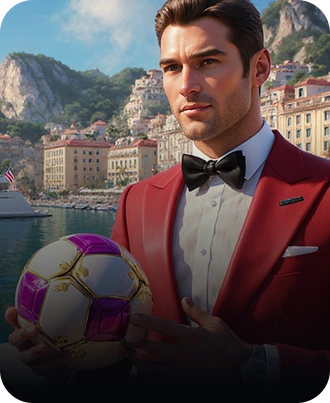 Banner calciatore in azione con pallone infuocato su Wonaco